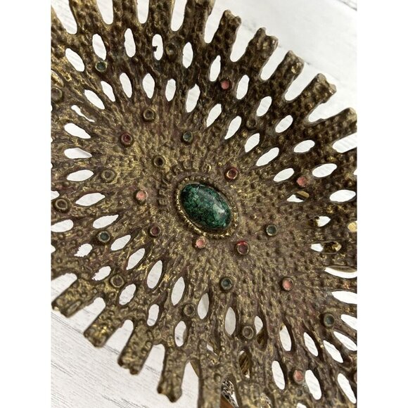 JERUSALEM Israel 1950s Ornate Brass Metal Moving Wheels Cart Basket - Picture 2 of 11